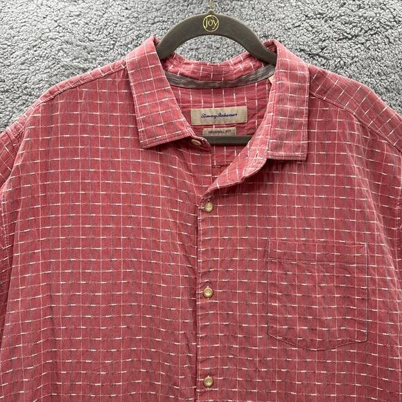 Tommy Bahama 2XL Original Fit Casual Button Up Short Sleeved Shirt Pink Vacation - Picture 2 of 10